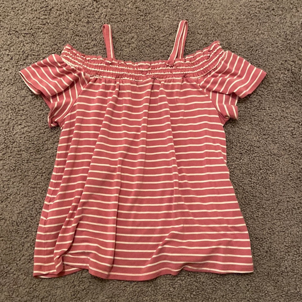 Pink Striped Off Shoulder Top